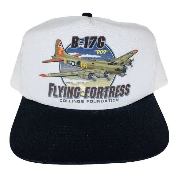 Vintage 80s B-17G "909" Flying Fortress Boeing WWII Military Plane Hat Cap